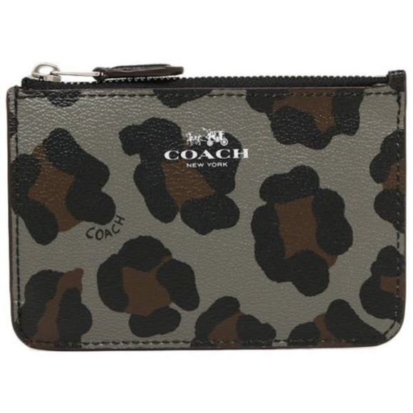 Coach Handbags - Coach F64072 Gray Ocelot Key Pouch With Gusset